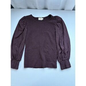 Nation LTD Womens XS Top Long Sleeve Purple Smocked Blouse